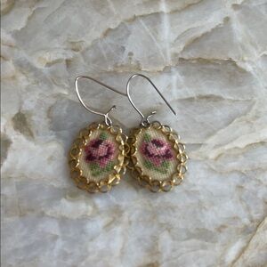 Floral cross stitch pattern Earrings